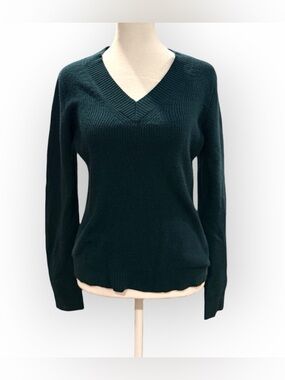 Kinross Cashmere Sweater Womens XS Green V Neck 100% Cashmere Soft Luxury